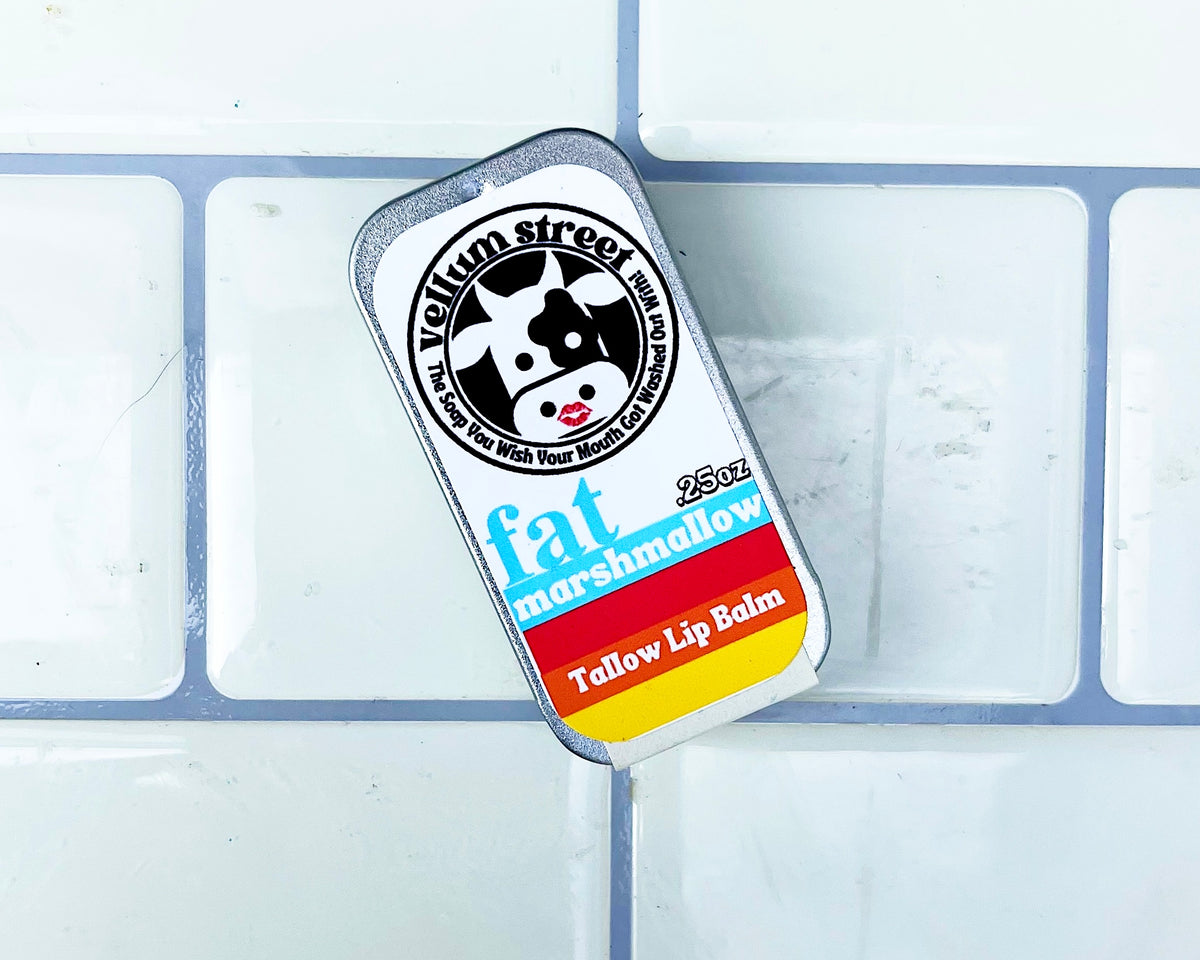 fat marshmallow .25 oz TALLOW LIP BALM Vellum St Soap Company